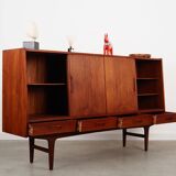 Buffet haut en teck, design danois, années 1970, fabriqué par Børge Dam