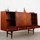 Buffet haut en teck, design danois, années 1970, fabriqué par Børge Dam