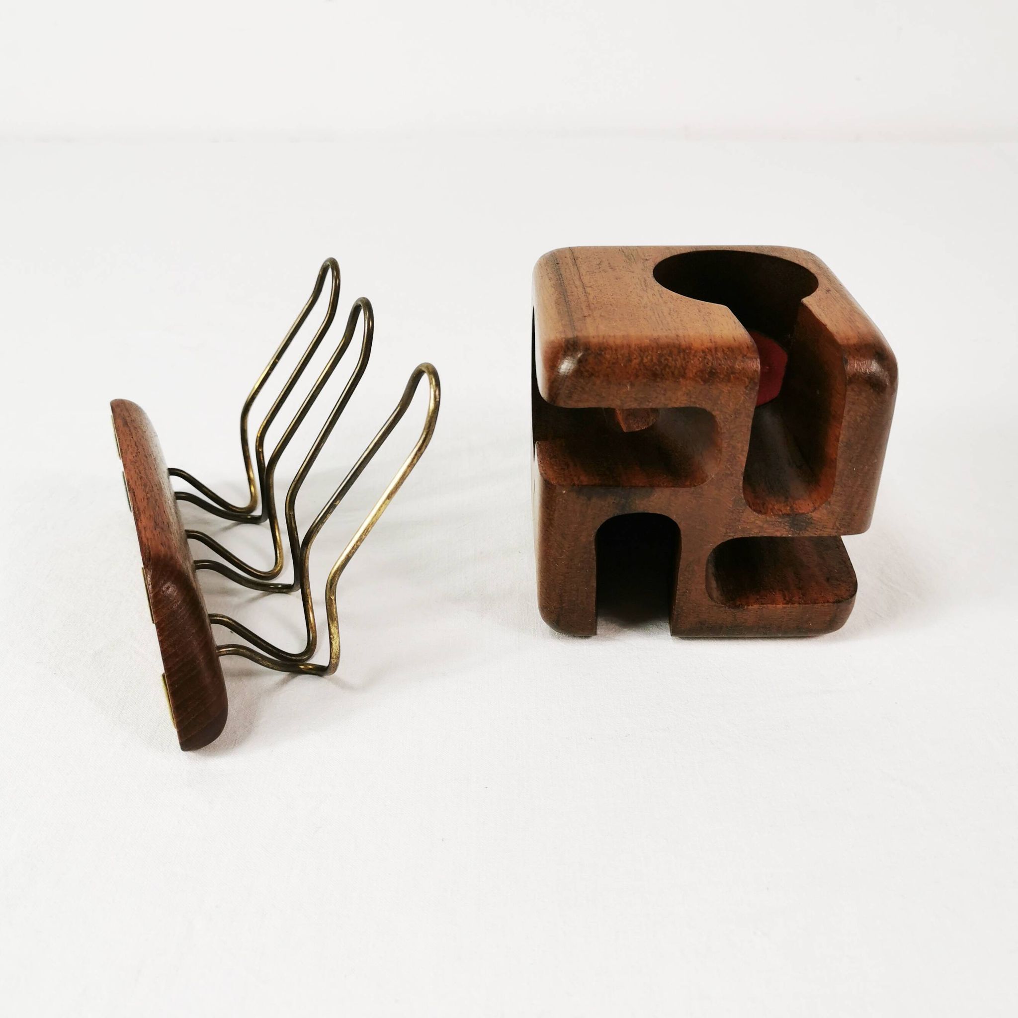 Mid century teak pipe stands, Sweden, 1960s.