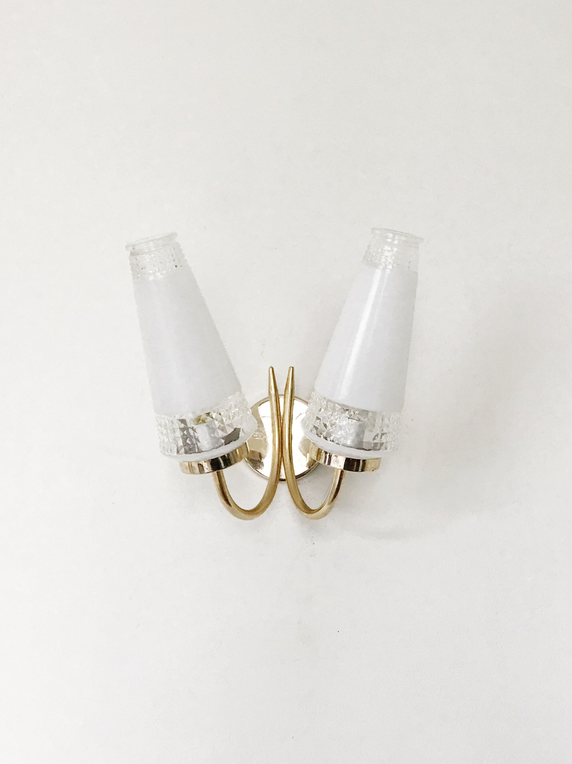 Pair wall lamp neo classic double golden 1960