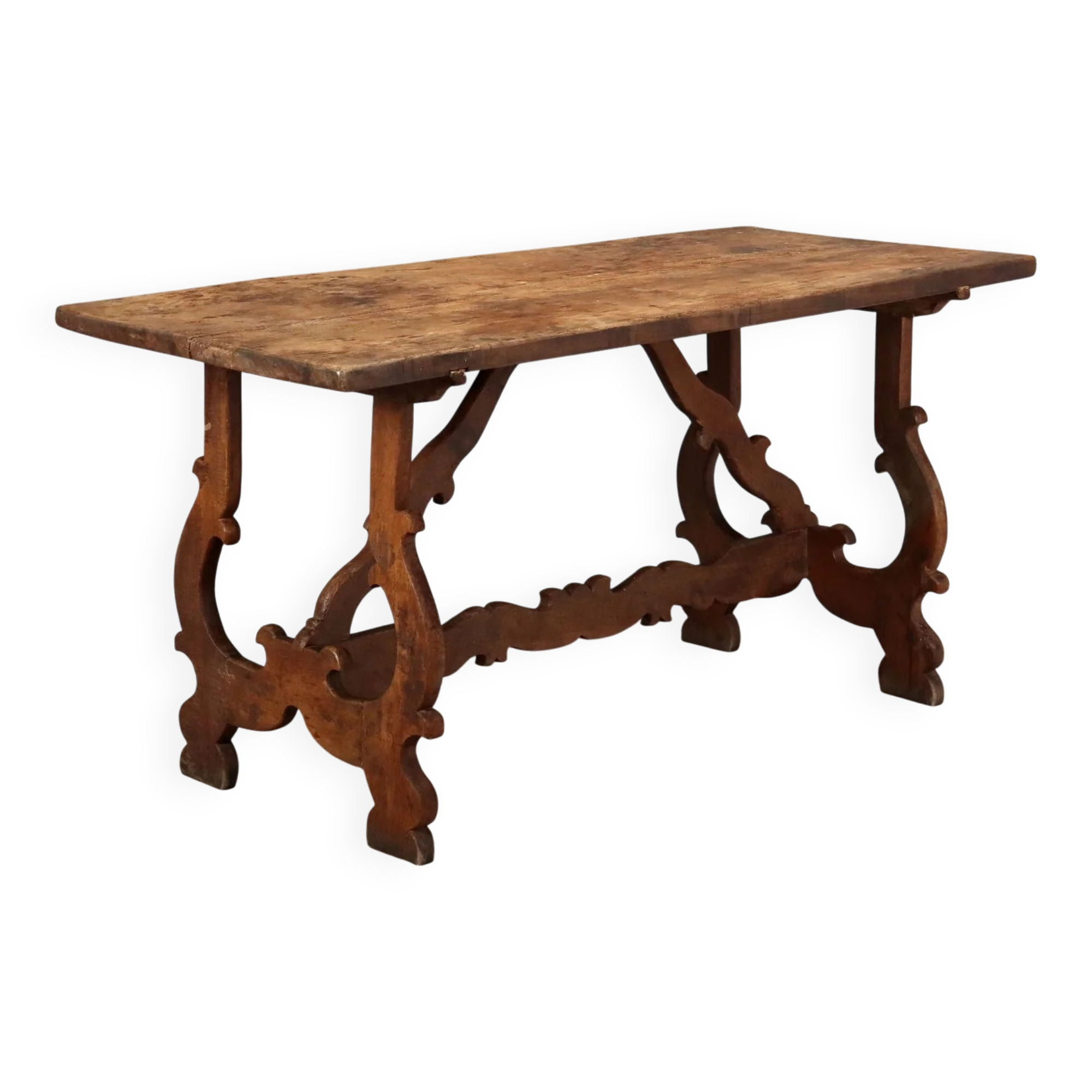 Old refectory table in walnut, Italy, 20th century