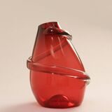 "Drop Big Spiral" vase in red glass - Sem Schanzer (as l'Anverre)