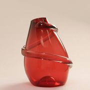 "Drop Big Spiral" vase in red glass - Sem Schanzer (as l'Anverre)