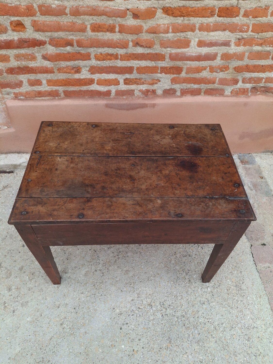 rustic Louis XV coffee table solid walnut 18th century