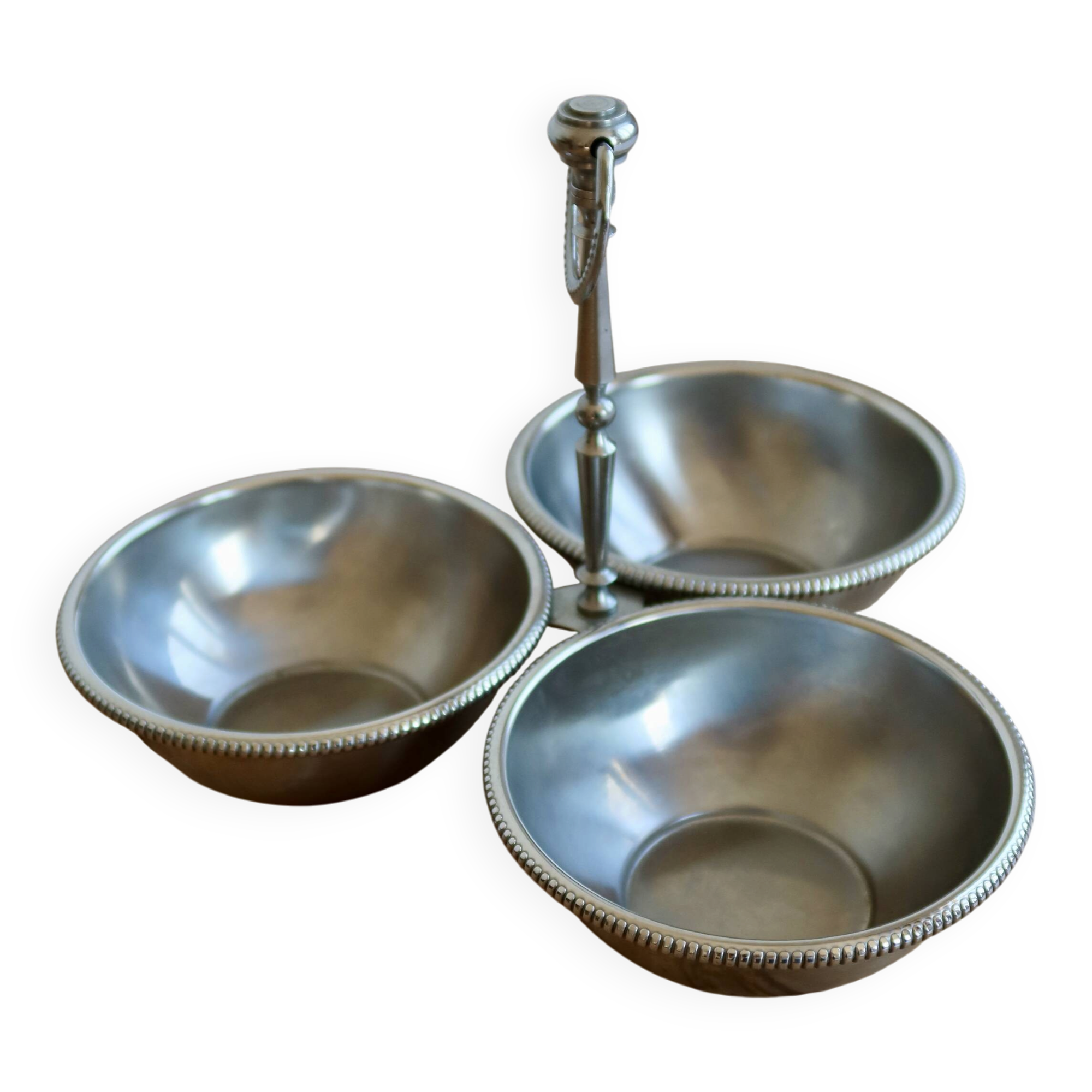 Serviteur apéritif vintage en métal argenté