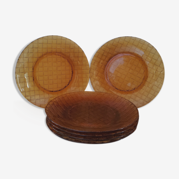 70's amber glass flat plates