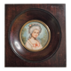 Miniature portrait of a woman in the style of Marie Antoinette, signed Lucia, 12 x 12 cm.