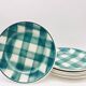 6 green checkered dinner plates, FN Givors – France