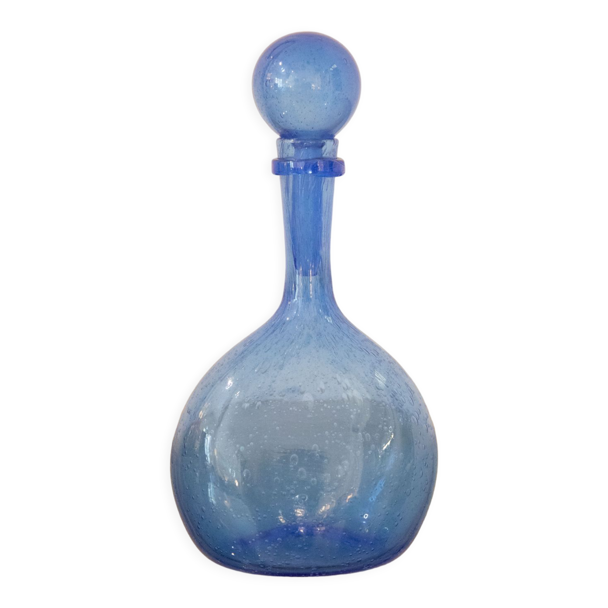 Carafe biot blown glass blue