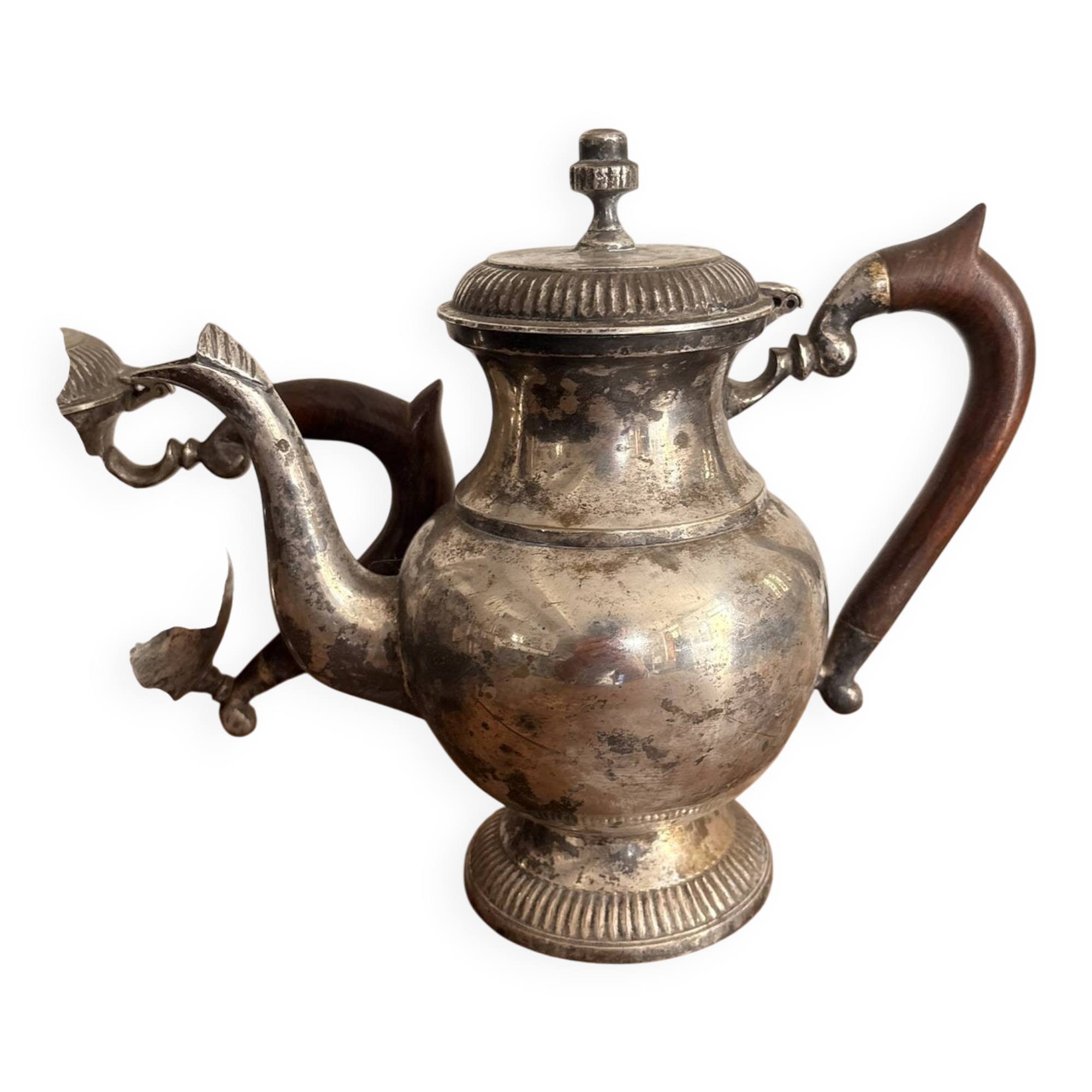 Antique Coffee Pot Teapot Louis XV Silver-Plated Metal 20th Century Coffee Set