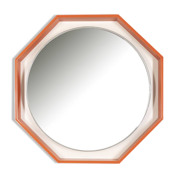 Miroir mural rétro éclairé des années 1970, design italien