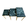 Tables gigognes laiton et marbre vert