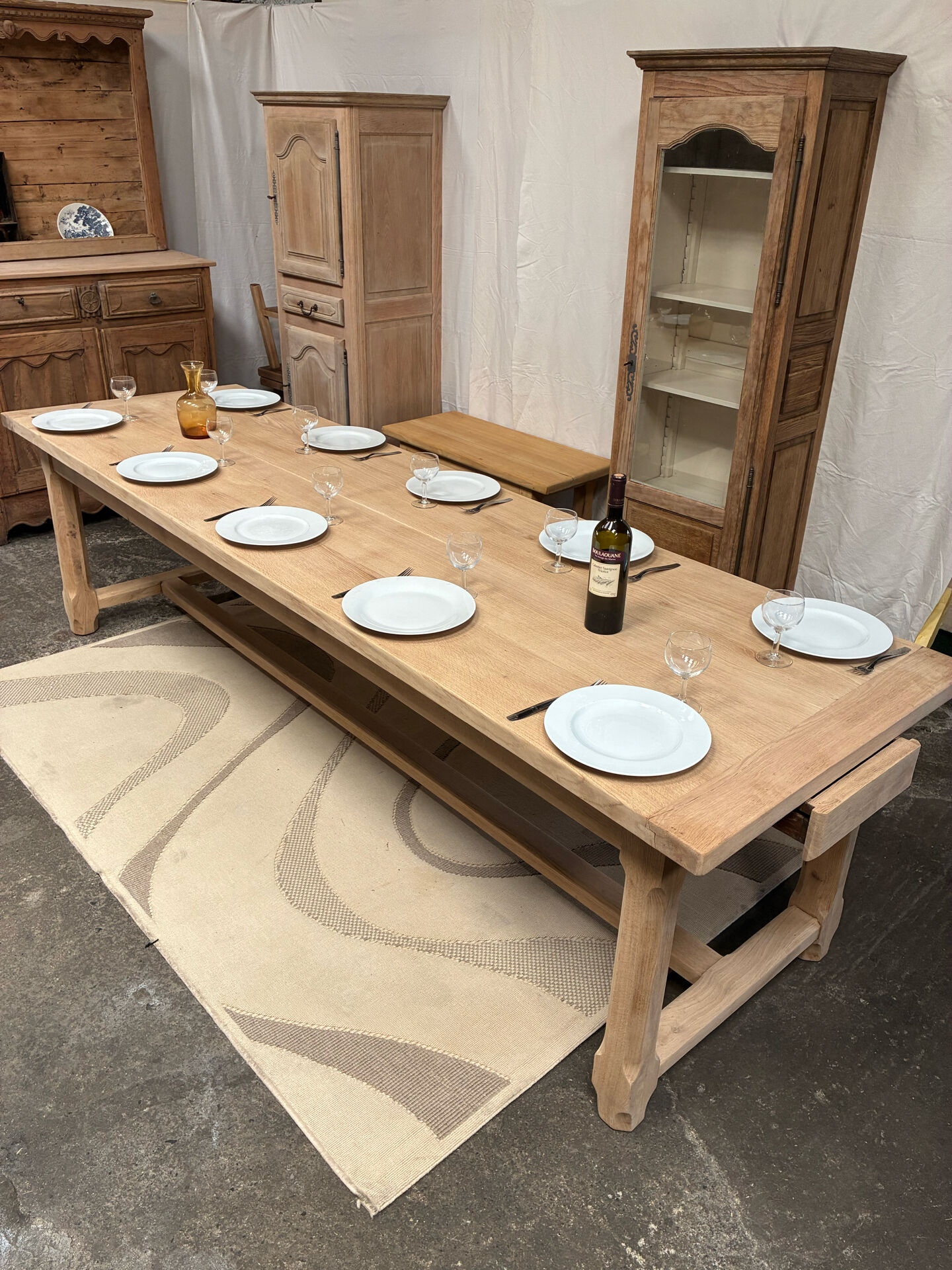 Solid oak farmhouse table with extensions 4M