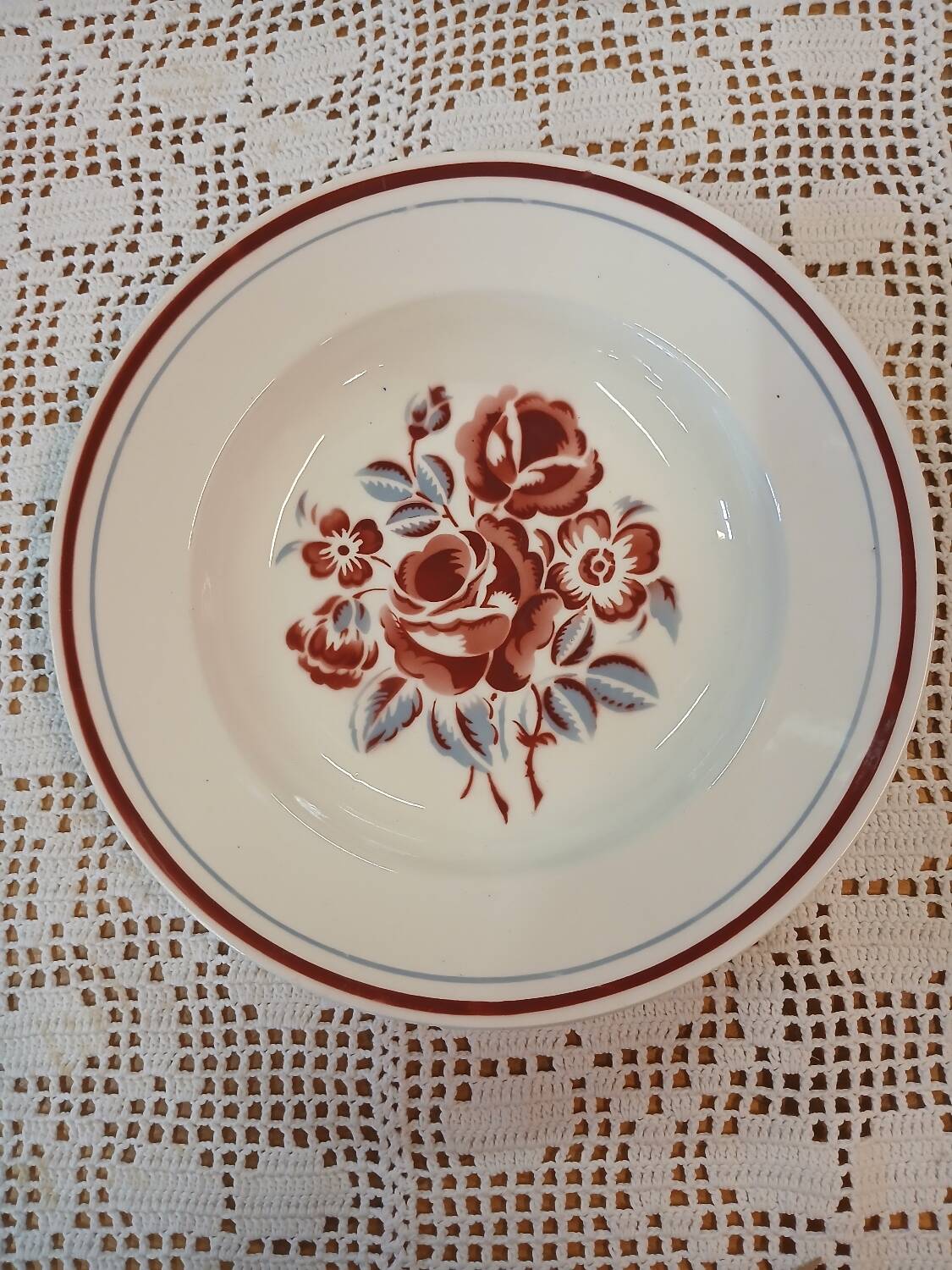 6 mismatched antique soup plates
