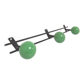 Coat rack hooks balls green wood