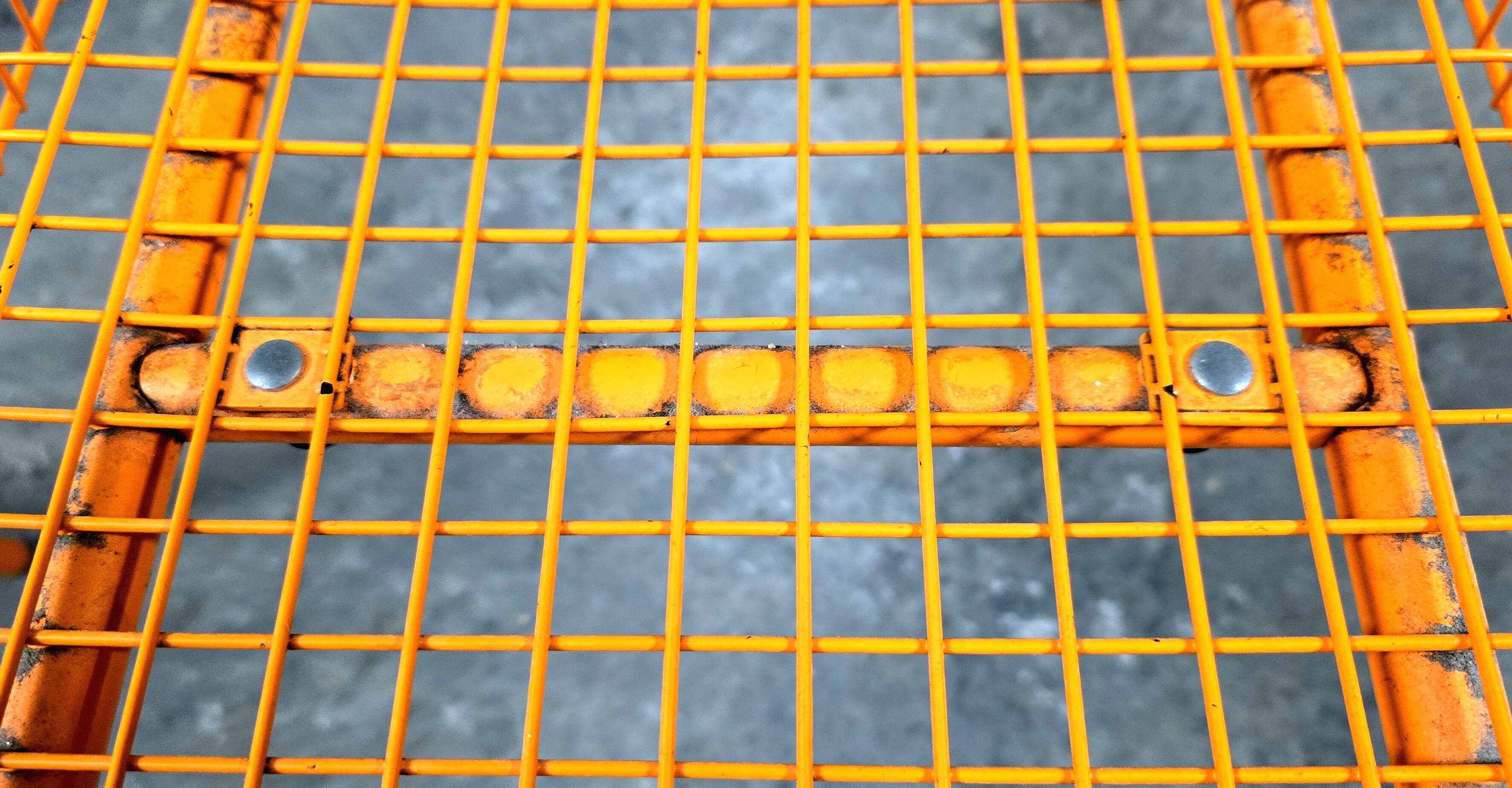 Bench - vintage stool, mesh Ikea Västerön in orange