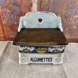 Matchbox in iridescent earthenware wall-mounted orange decor