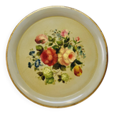 Napoleon III Painted Sheet Metal Tray Painted Metal Floral Decor Diameter 44.5
