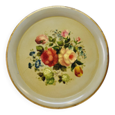 Napoleon III Painted Sheet Metal Tray Painted Metal Floral Decor Diameter 44.5