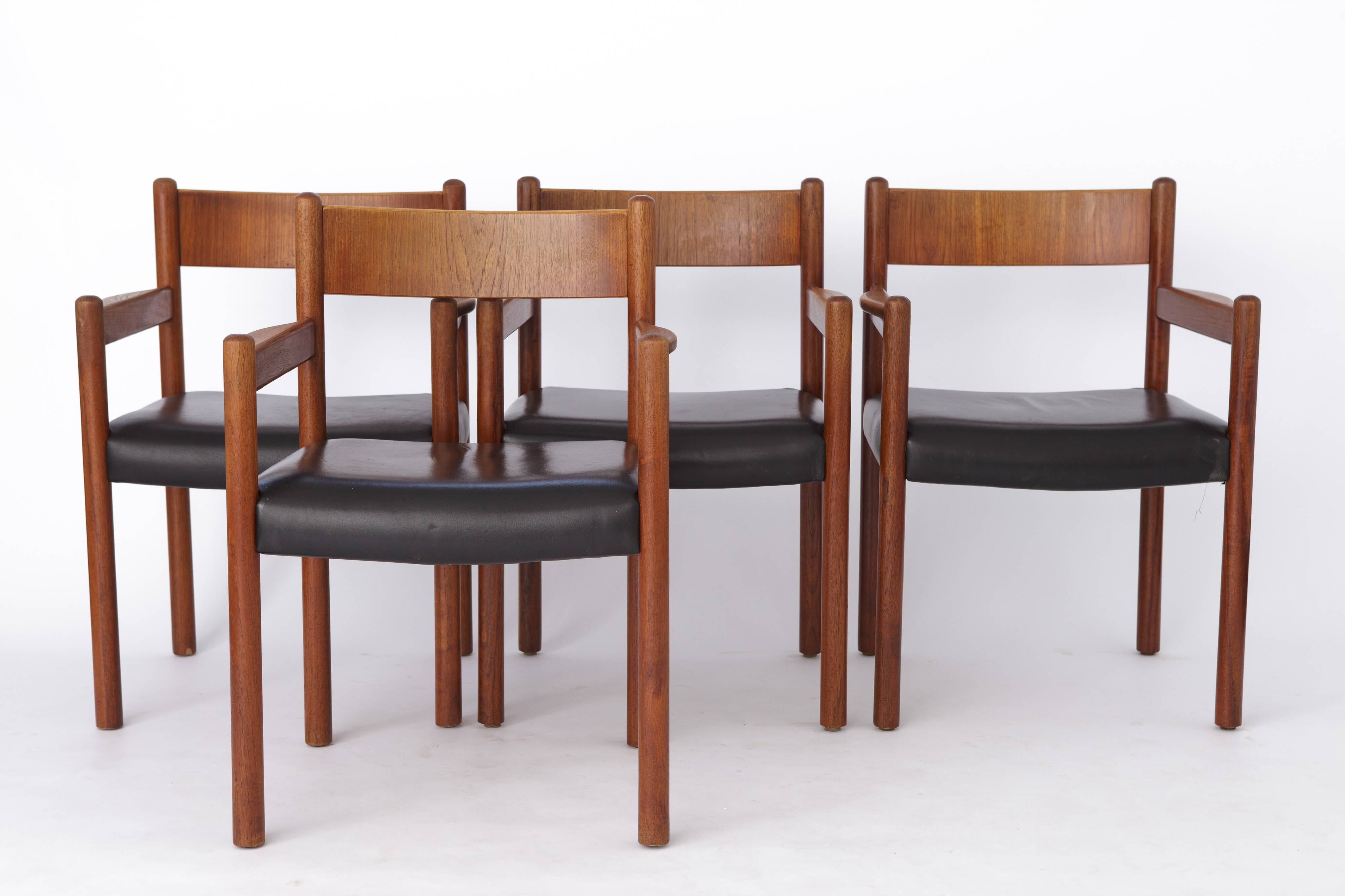 6 vintage armchairs, 1960s, danish, teak