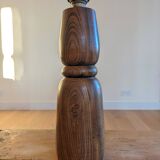 Vintage solid wood lamp base - brutalist design