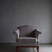 Fauteuil lounge gris bouclé | Suède | Années 1940