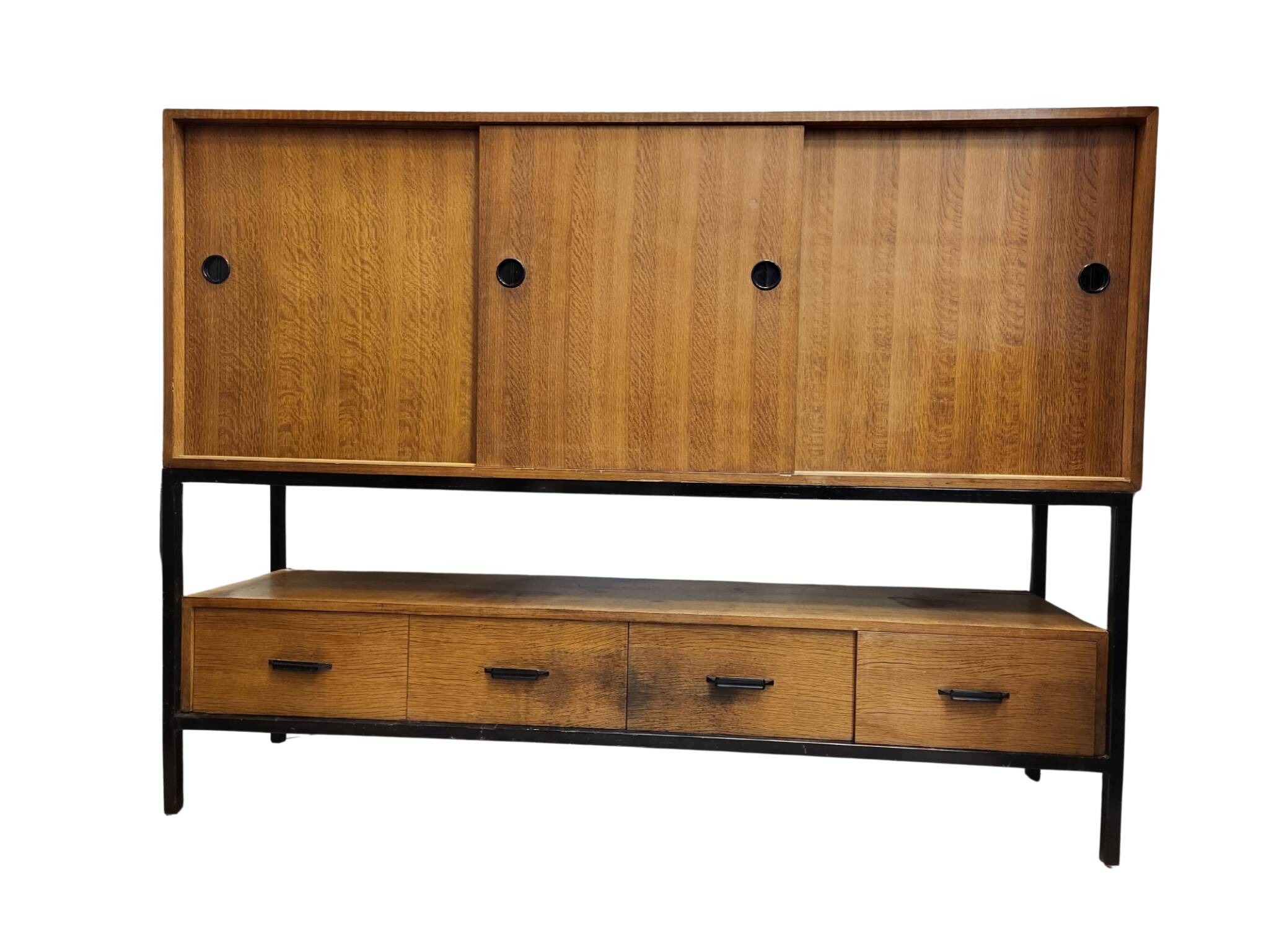 Gabinete, large apparador, madera de tea, Scandinavian design, 50's