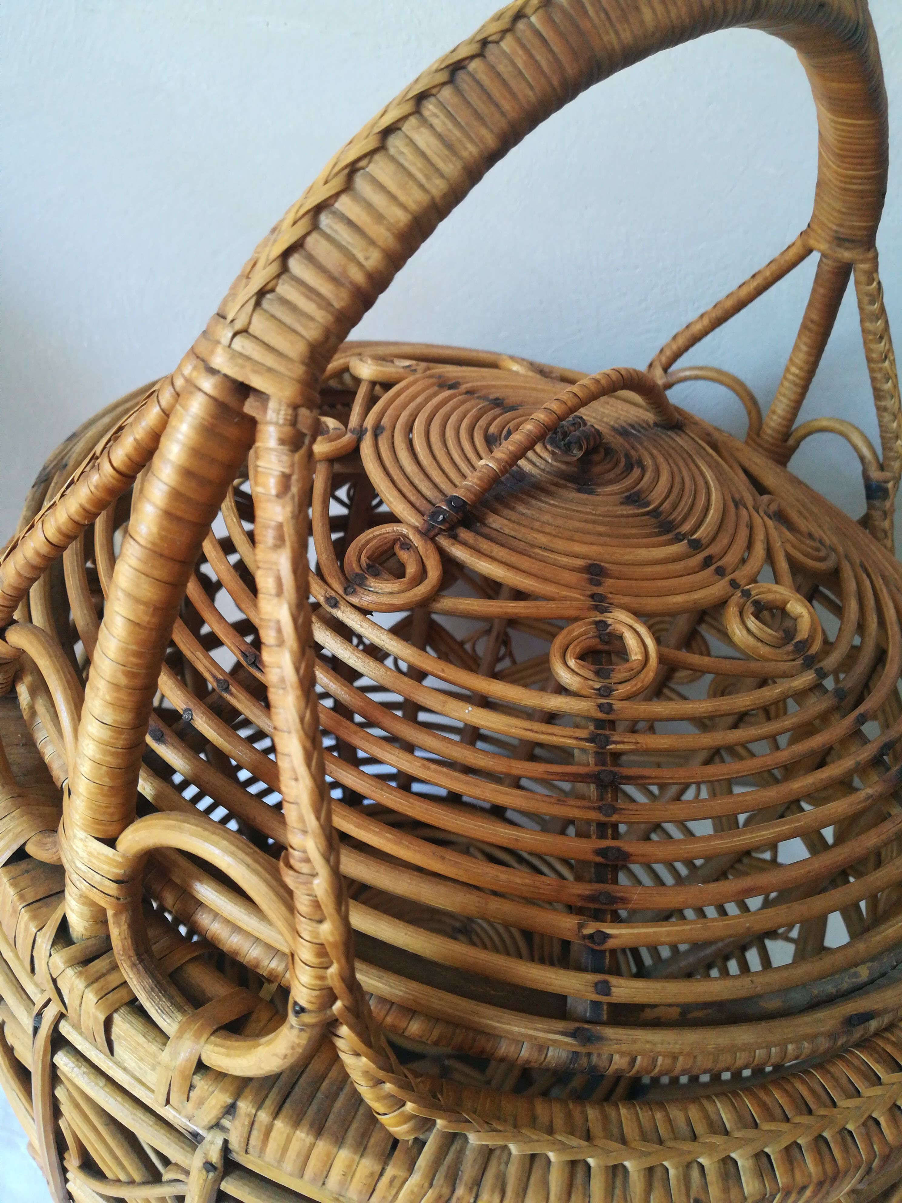 Peacock wicker basket