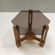 Table d’appoint moderniste néerlandaise en bois et en verre hexagonale des années 1960