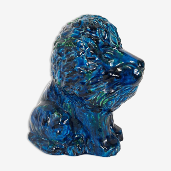 Lion statue, vintage, design Aldo Londi for Bitossi, Rimini blue series.
