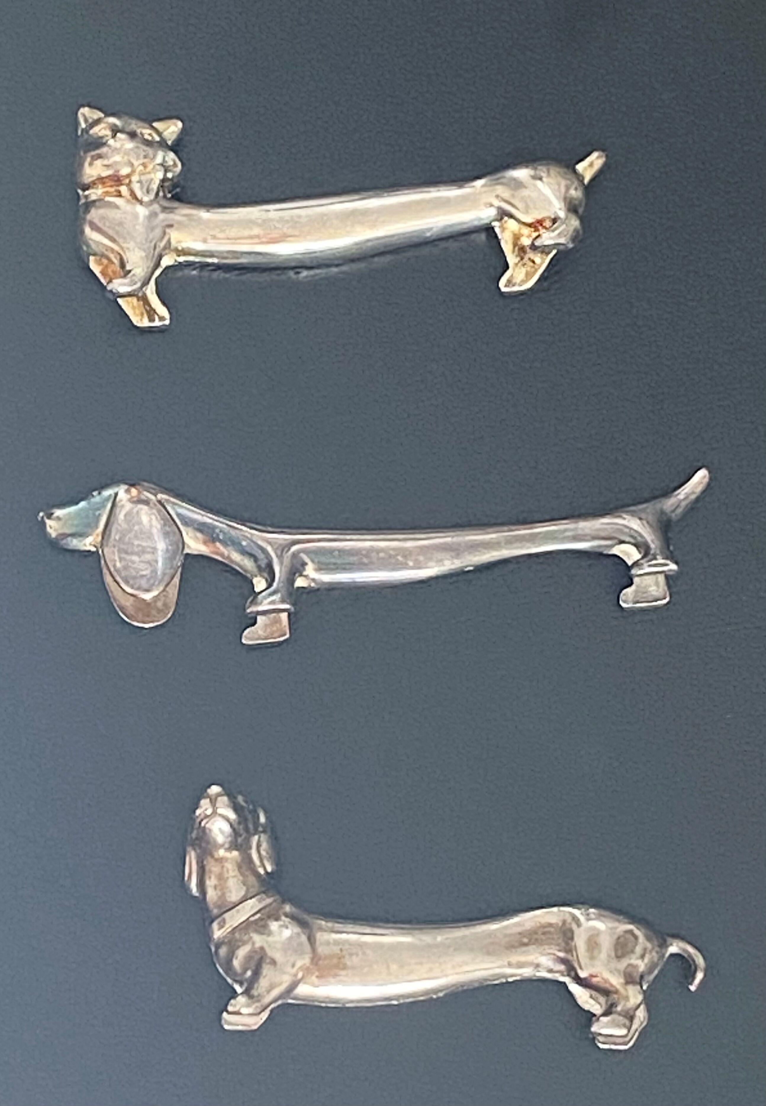 6 porte-couteaux forme chien et chat en métal