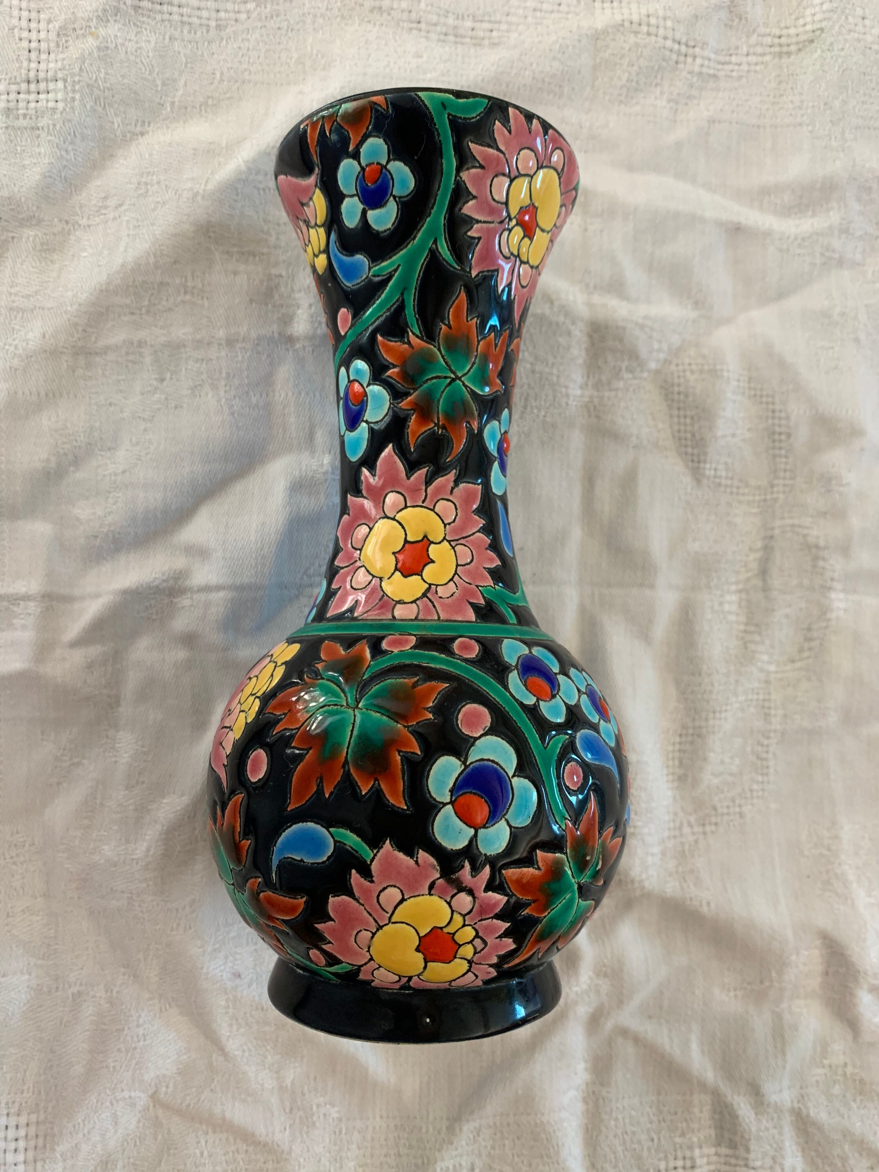 Enamel vase of Longwy