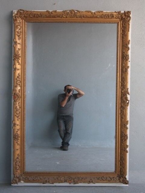 Mirror in time Golden stucco restoration 126x212cm