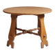 Round beech coffee table with curved legs, 1980s.