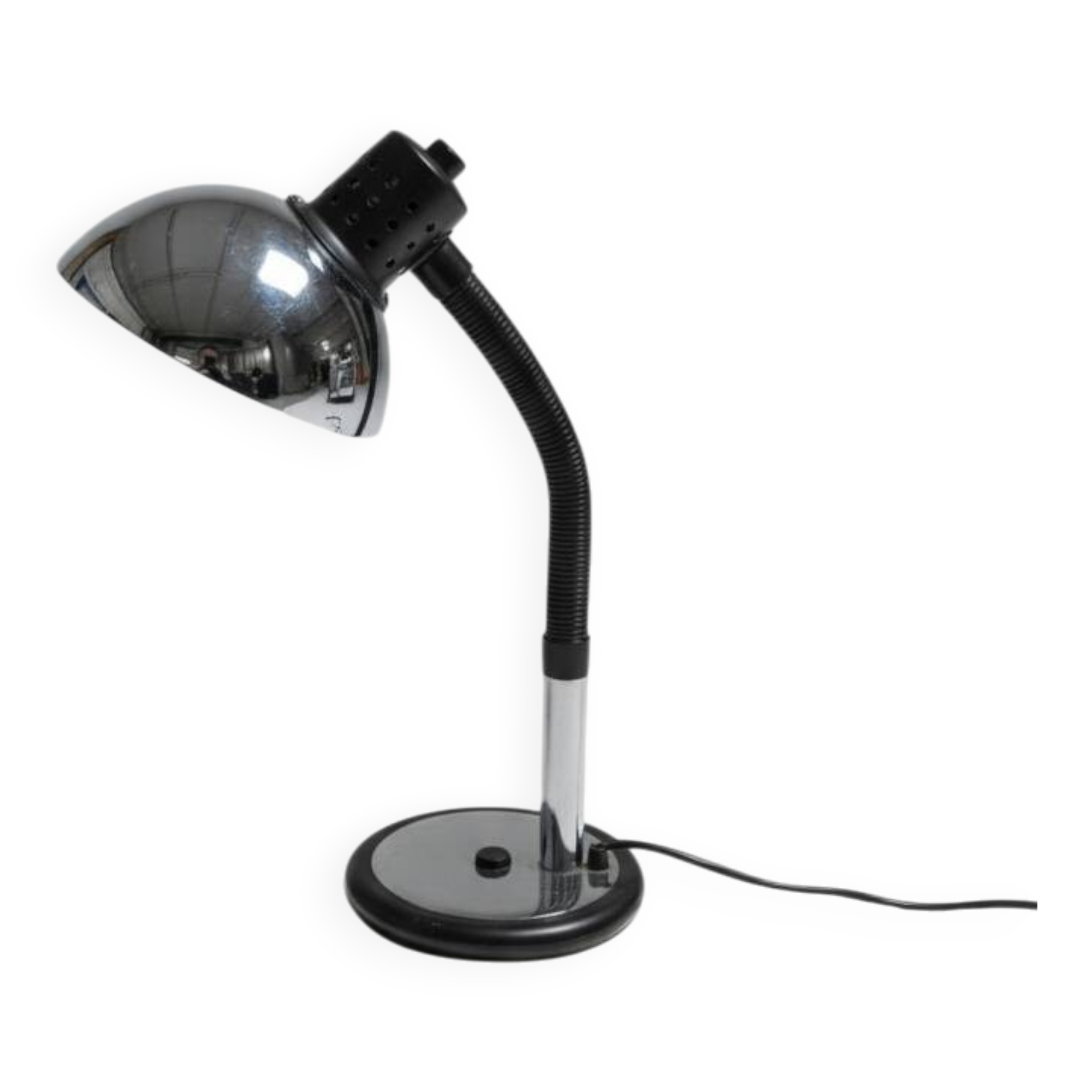 Flexible vintage desk lamp – chrome metal & adjustable shade