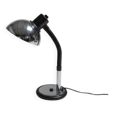 Lampe de bureau vintage flexible – métal chromé & abat-jour orientable