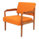 Vintage Orange Armchair Wool Upholstery Walnut Color Wood