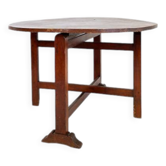Foldable winemaker's table in solid oak - Ø 110.5cm