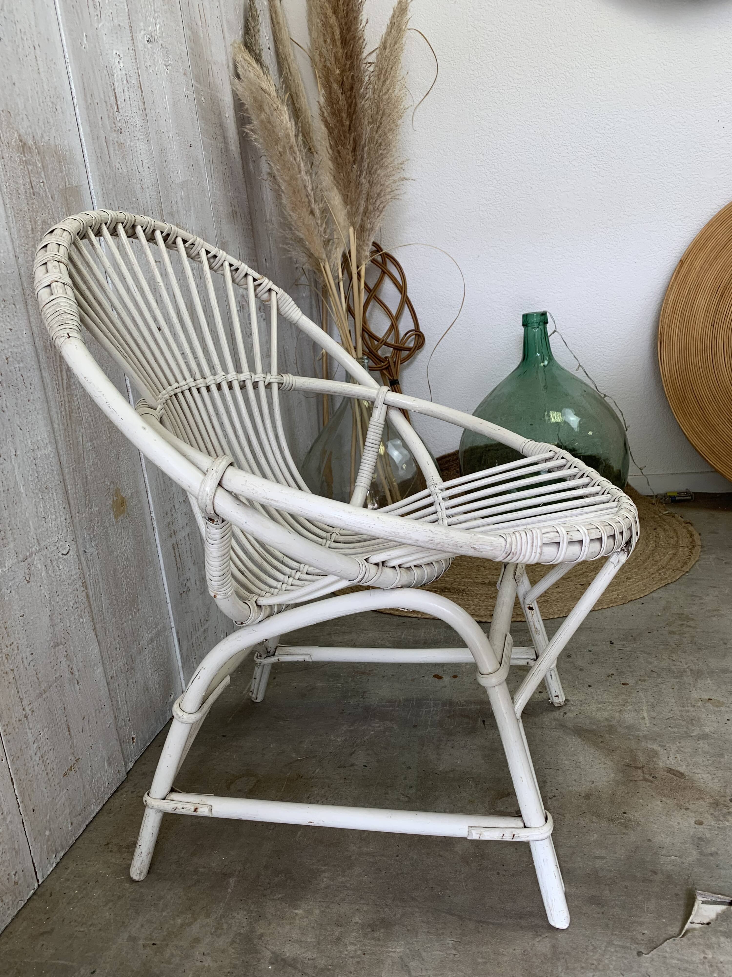Fauteuil en rotin vintage
