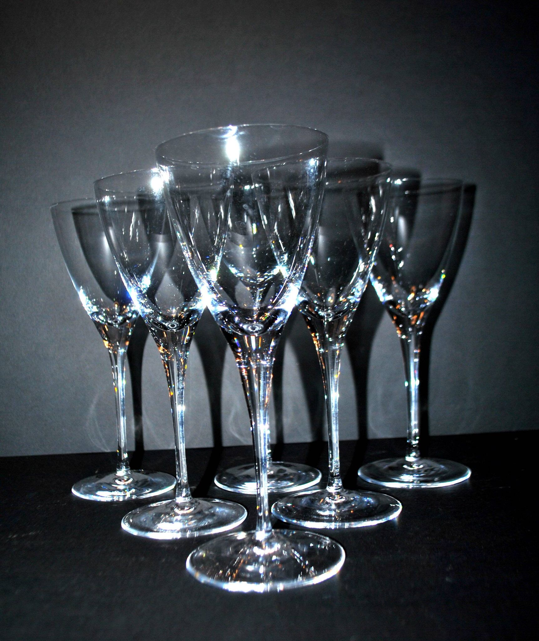 Set of 6 BEAUBOURG white wine glasses in Sèvres crystal signed 19cm