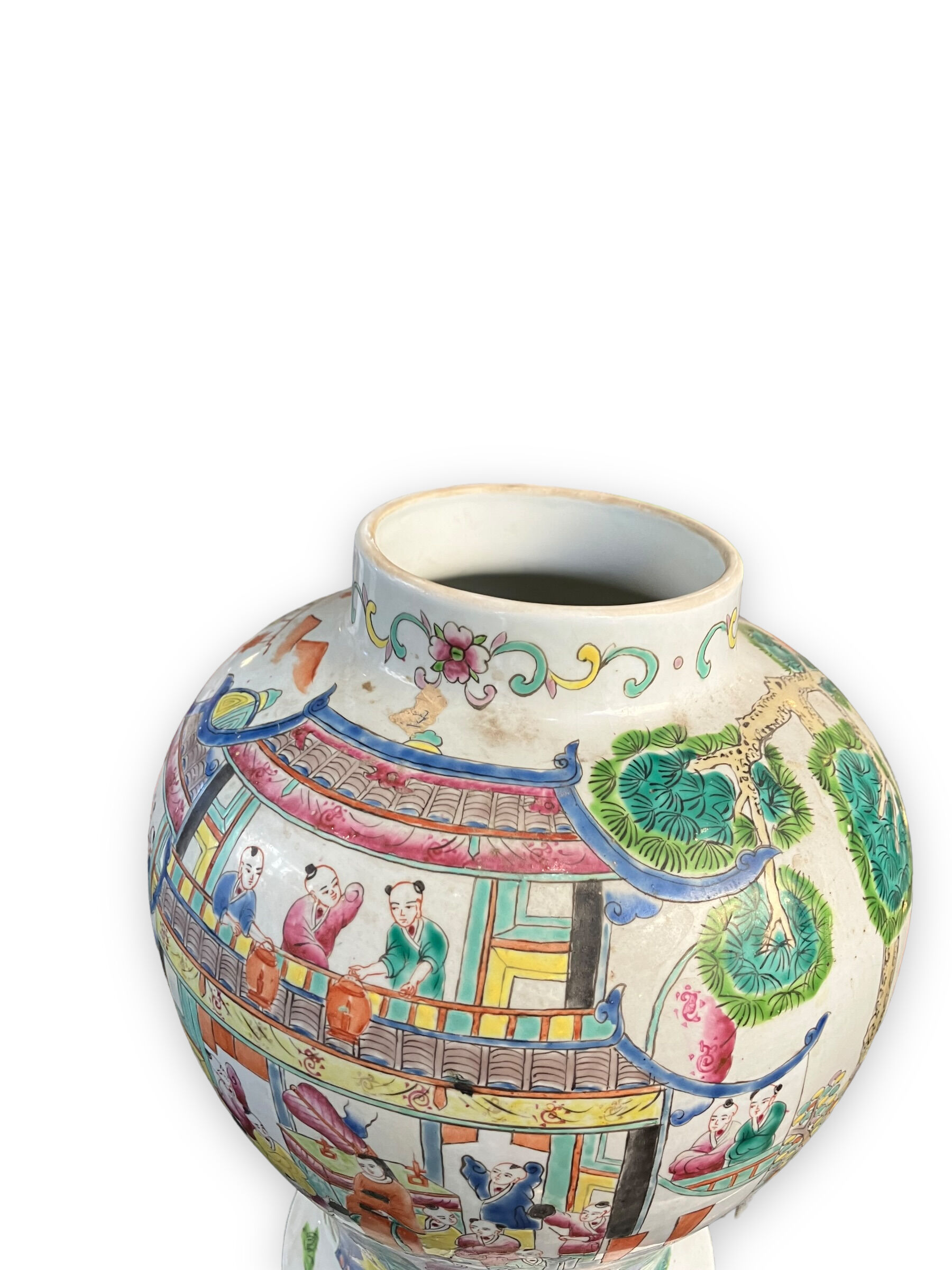 Large potiche covered
