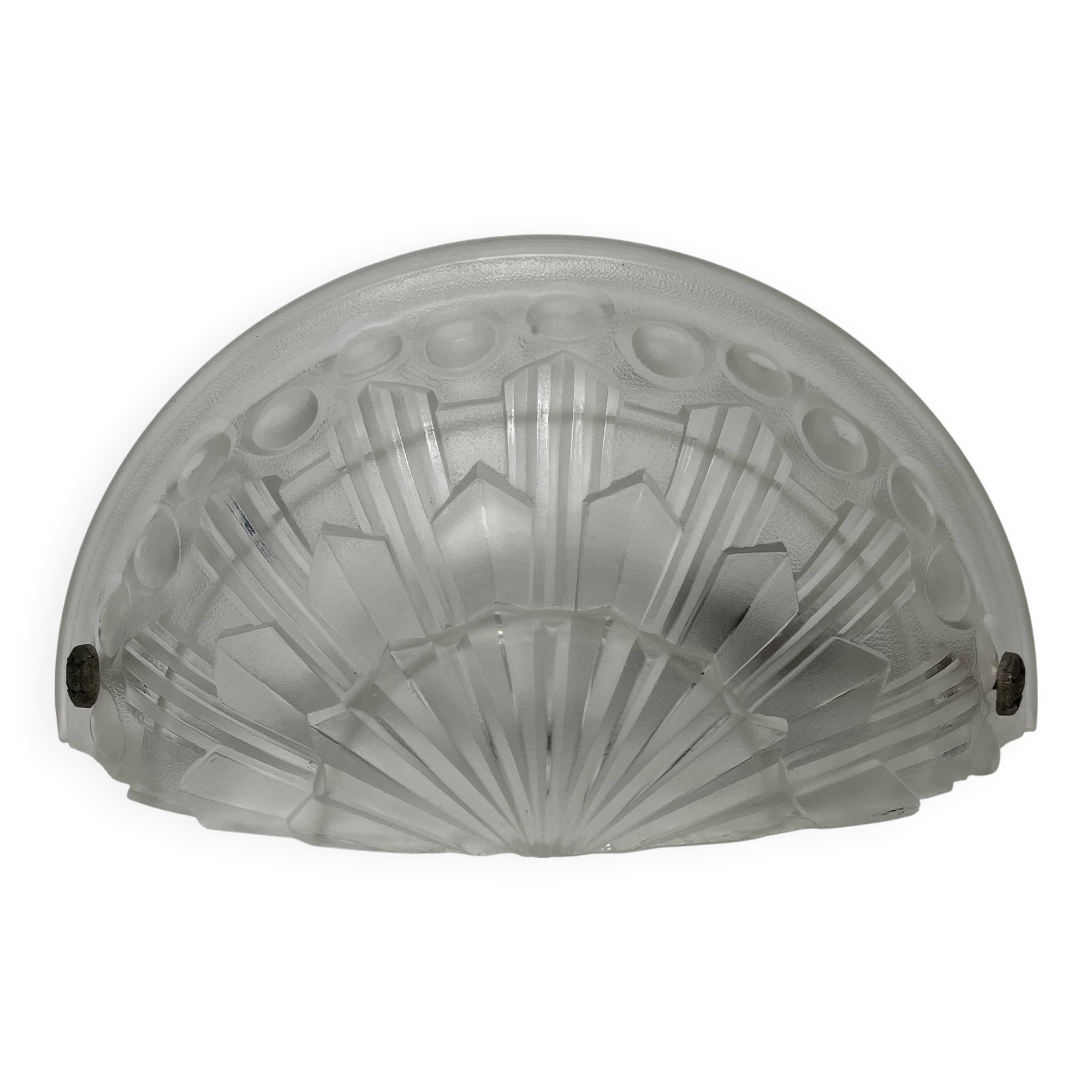 Art Deco half-dome pressed glass wall lamp
