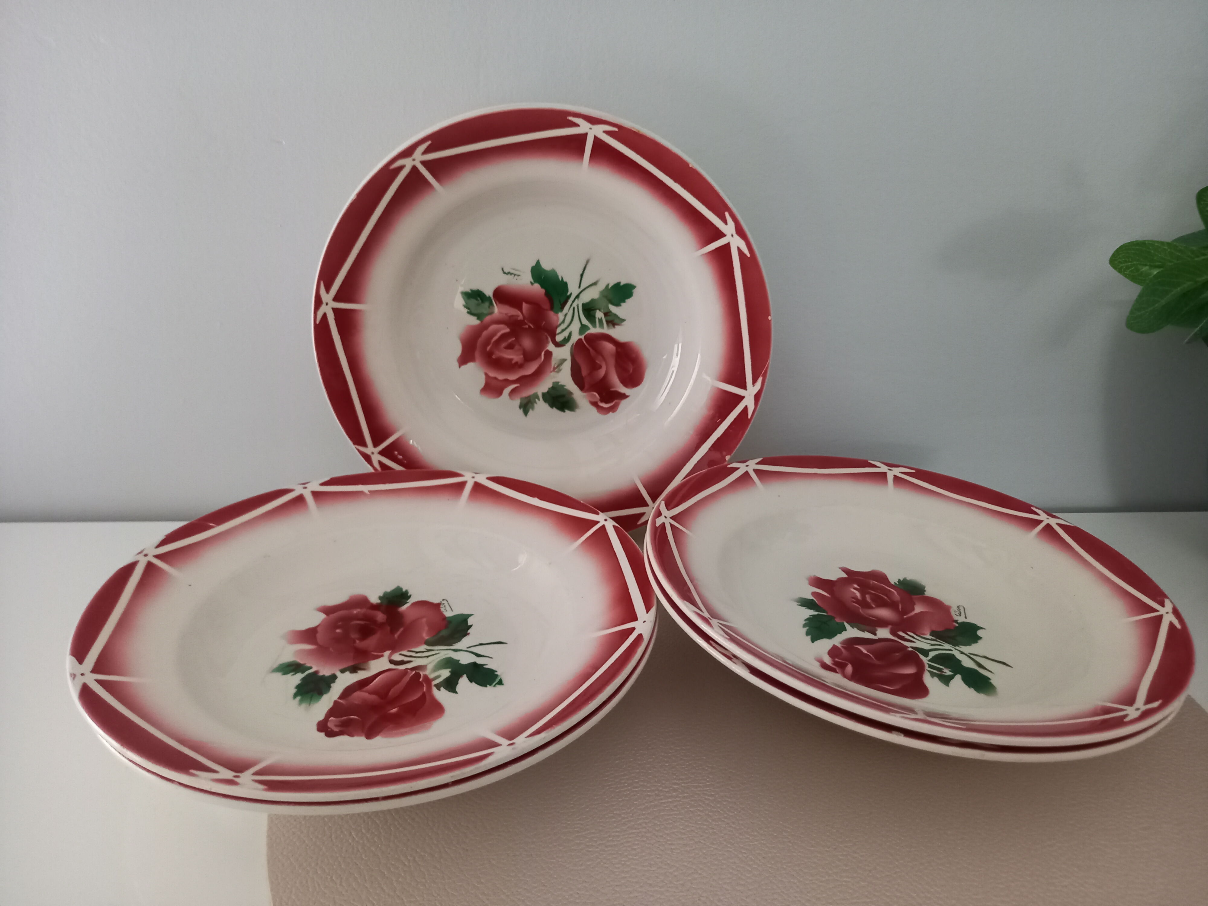 Lot of 6 hollow plates Digoin Sarreguemines