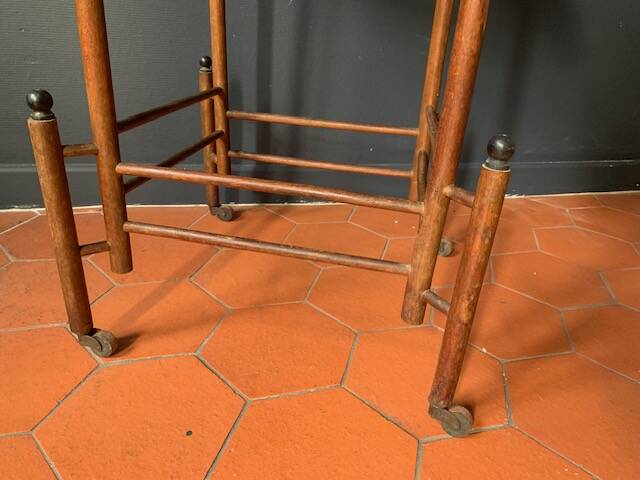 Napoleon III wooden side table, tray table on wheels, 19th century