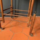 Table d'appoint en bois Napoléon III, table plateau à roulettes, XIXème