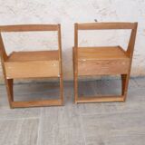 Pair of vintage solid wood hanging bedside tables