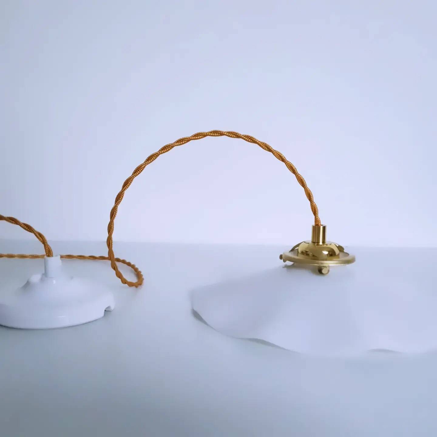 Wavy white opaline pendant light 1960 1970