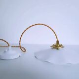 Wavy white opaline pendant light 1960 1970