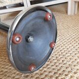 art deco chrome and black wood ashtray