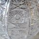 Vase shaped ball in carved Bohemian crystal. Star motifs, diamond braces, hardwoods. Diam 16 cm